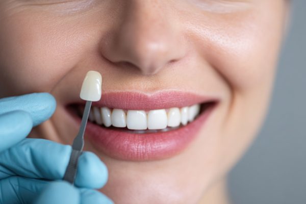 Frau beim Zahnarzt bei der Veneers Behandlung