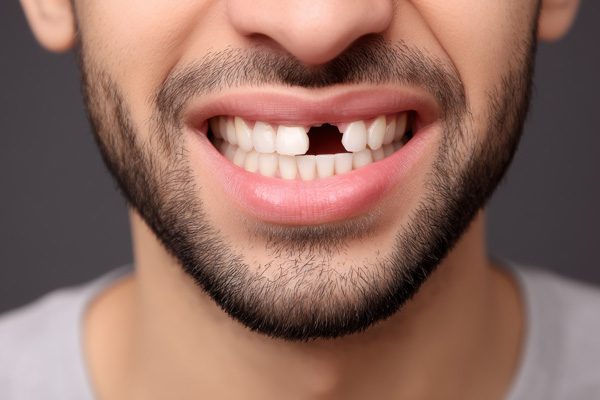 Junger Mann mit fehlendem Frontzahn